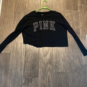 PINK long sleeve crop tee. Size M